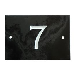 The House Nameplate Company Black & white Slate Rectangular House number 7, (H)102mm (W)140mm