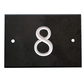 The House Nameplate Company Black & white Slate Rectangular House number 8, (H)102mm (W)140mm