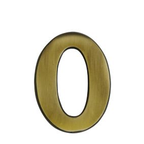The House Nameplate Company Brass effect Metal Self-adhesive House number 0, (H)60mm (W)40mm