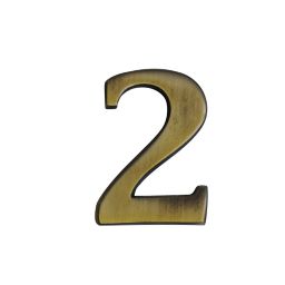 The House Nameplate Company Brass effect Metal Self-adhesive House number 2, (H)60mm (W)40mm