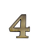The House Nameplate Company Brass effect Metal Self-adhesive House number 4, (H)60mm (W)40mm