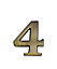 The House Nameplate Company Brass effect Metal Self-adhesive House number 4, (H)60mm (W)40mm