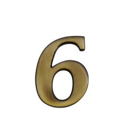 The House Nameplate Company Brass effect Metal Self-adhesive House number 6, (H)60mm (W)40mm