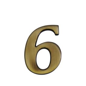 The House Nameplate Company Brass effect Metal Self-adhesive House number 6, (H)60mm (W)40mm
