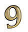 The House Nameplate Company Brass effect Metal Self-adhesive House number 9, (H)60mm (W)40mm