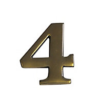 The House Nameplate Company Brass Self-adhesive House number 4, (H)60mm (W)40mm