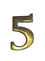 The House Nameplate Company Brass Self-adhesive House number 5, (H)60mm (W)40mm