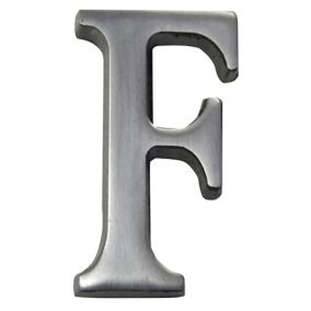 The House Nameplate Company Brushed Silver effect Aluminium Self-adhesive House letter F, (H)40mm (W)25mm