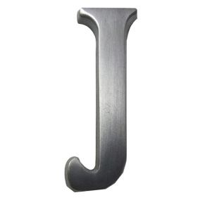 The House Nameplate Company Brushed Silver effect Aluminium Self-adhesive House letter J, (H)40mm (W)25mm