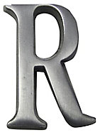 The House Nameplate Company Brushed Silver effect Aluminium Self-adhesive House letter R, (H)40mm (W)25mm