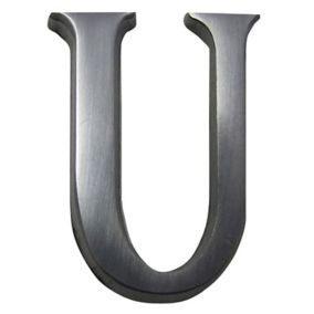 The House Nameplate Company Brushed Silver effect Aluminium Self-adhesive House letter U, (H)40mm (W)25mm