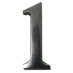 The House Nameplate Company Brushed Silver effect Aluminium Self-adhesive House number 1, (H)40mm (W)25mm