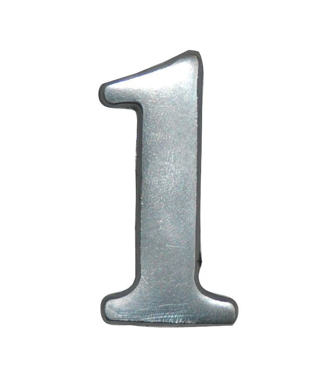 The House Nameplate Company Brushed Silver effect Aluminium Self-adhesive House number 1, (H)50mm (W)25mm