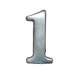 The House Nameplate Company Brushed Silver effect Aluminium Self-adhesive House number 1, (H)50mm (W)25mm