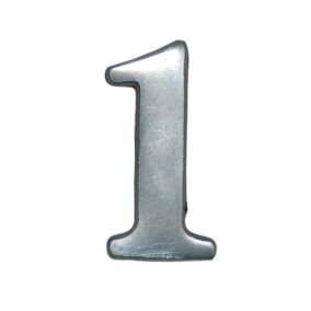The House Nameplate Company Brushed Silver effect Aluminium Self-adhesive House number 1, (H)50mm (W)25mm