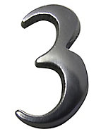 The House Nameplate Company Brushed Silver effect Aluminium Self-adhesive House number 3, (H)40mm (W)25mm