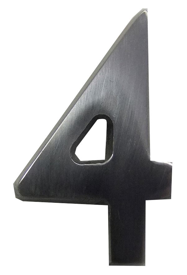 The House Nameplate Company Brushed Silver effect Aluminium Self-adhesive House number 4, (H)40mm (W)25mm