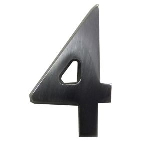 The House Nameplate Company Brushed Silver effect Aluminium Self-adhesive House number 4, (H)40mm (W)25mm