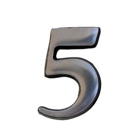 The House Nameplate Company Brushed Silver effect Aluminium Self-adhesive House number 5, (H)50mm (W)25mm