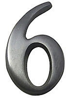 The House Nameplate Company Brushed Silver effect Aluminium Self-adhesive House number 6, (H)40mm (W)25mm