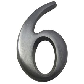 The House Nameplate Company Brushed Silver effect Aluminium Self-adhesive House number 6, (H)40mm (W)25mm