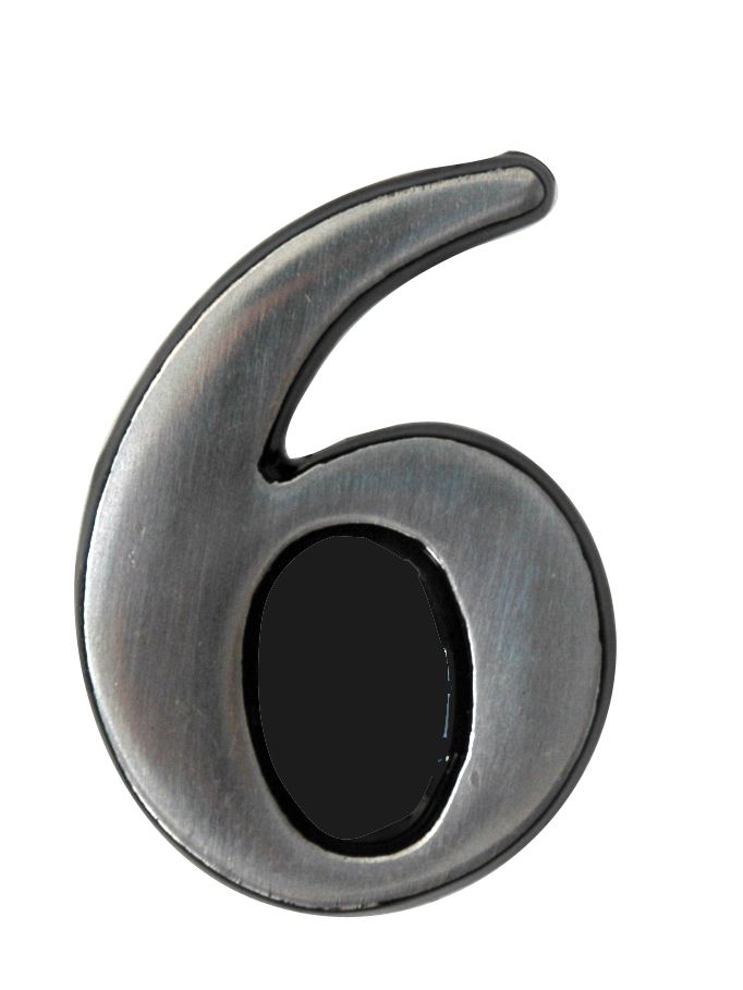 The House Nameplate Company Brushed Silver effect Aluminium Self-adhesive House number 6, (H)50mm (W)25mm