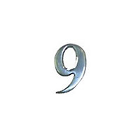 The House Nameplate Company Brushed Silver effect Aluminium Self-adhesive House number 9, (H)40mm (W)25mm