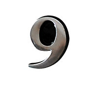 The House Nameplate Company Brushed Silver effect Aluminium Self-adhesive House number 9, (H)50mm (W)25mm