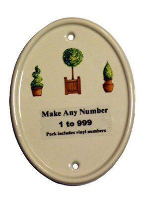 The House Nameplate Company Ceramic Self-adhesive Oval House number, (H)160mm (W)120mm