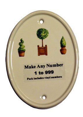 The House Nameplate Company Ceramic Self-adhesive Oval House number, (H)160mm (W)120mm