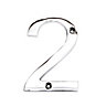 The House Nameplate Company Chrome-plated Zinc alloy House number 2, (H)100mm (W)60mm