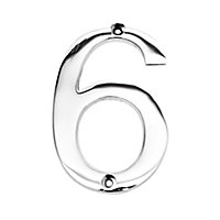 The House Nameplate Company Chrome-plated Zinc alloy House number 6, (H)100mm (W)60mm
