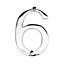 The House Nameplate Company Chrome-plated Zinc alloy House number 6, (H)100mm (W)60mm