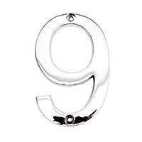 The House Nameplate Company Chrome-plated Zinc alloy House number 9, (H)100mm (W)60mm