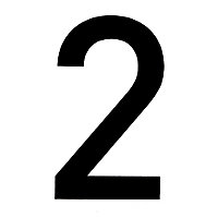 The House Nameplate Company Gloss Black PVC House number 2, (H)250mm (W)100mm