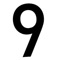 The House Nameplate Company Gloss Black PVC House number 9, (H)250mm (W)100mm