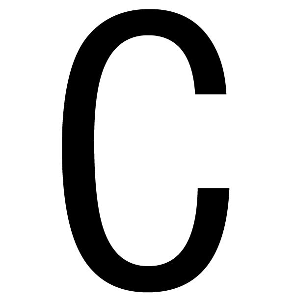 The House Nameplate Company Gloss Black uPVC Self-adhesive House letter C, (H)60mm (W)40mm