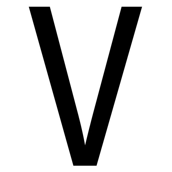 The House Nameplate Company Gloss Black uPVC Self-adhesive House letter V, (H)60mm (W)40mm