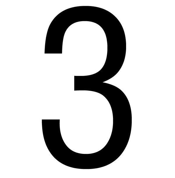 The House Nameplate Company Gloss Black uPVC Self-adhesive House number 3, (H)60mm (W)40mm