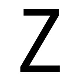 The House Nameplate Company Gloss Black & white uPVC Self-adhesive House letter Z, (H)60mm (W)40mm