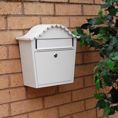 The House Nameplate Company Gloss White Steel Lockable Post box, (H ...