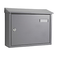 The House Nameplate Company Grey Powder-coated Steel Post box, (H)280mm (W)365mm