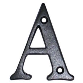 The House Nameplate Company Matt Black Brass House letter A, (H)100mm (W)65mm