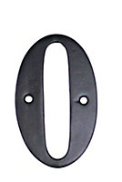 The House Nameplate Company Polished Black Aluminium House number 0, (H)100mm (W)65mm