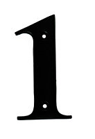 The House Nameplate Company Polished Black Aluminium House number 1, (H)100mm (W)65mm