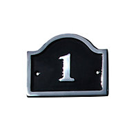 The House Nameplate Company Polished Black Aluminium House number 1, (H)120mm (W)160mm