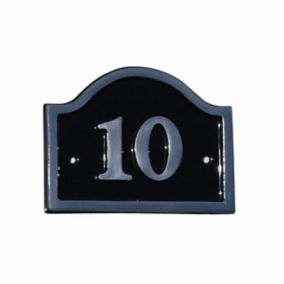 The House Nameplate Company Polished Black Aluminium House number 10, (H)120mm (W)160mm