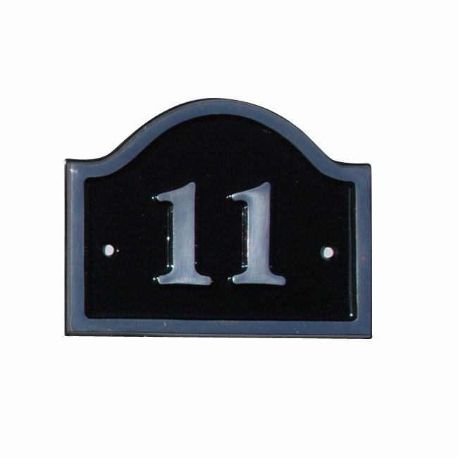 The House Nameplate Company Polished Black Aluminium House Number 11 