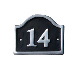 The House Nameplate Company Polished Black Aluminium House number 14, (H)120mm (W)160mm