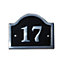 The House Nameplate Company Polished Black Aluminium House number 17, (H)120mm (W)160mm